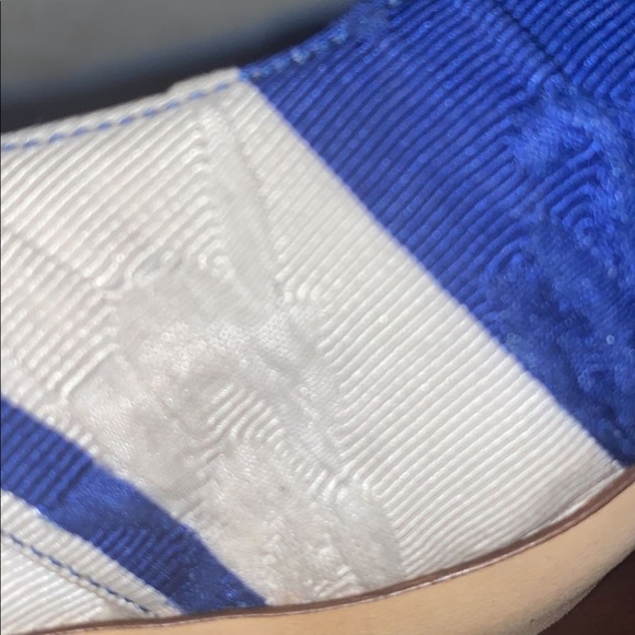 Dolce & Gabbana Blue and White Stripe Brocade Fabric Pointed Toe Sandals - Picture 5 of 11